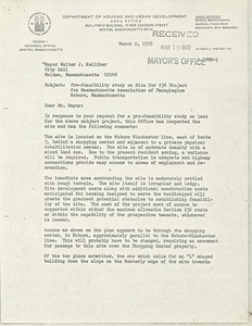 Letter from M. Daniel Richardson to Walter J. Kelliher
