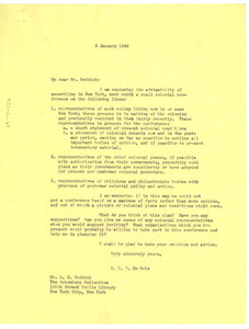 Letter from W. E. B. Du Bois to L. D. Reddick