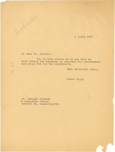 Letter from Ellen Irene Diggs to NAACP Boston Branch