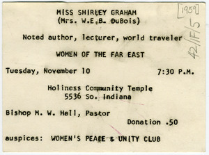 Miss Shirley Graham on Women of the Far East
