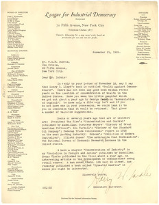 Letter from League for Industrial Democracy to W. E. B. Du Bois
