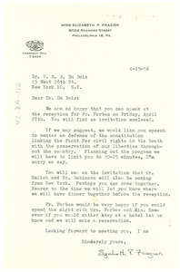 Letter from Elizabeth Frazier to W. E. B. Du Bois