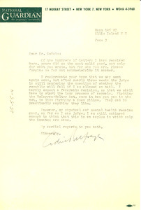 Letter from National Guardian to W. E. B. Du Bois