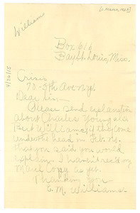 Letter from E. M. Williams to Crisis