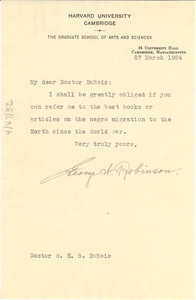 Letter from George W. Robinson to W. E. B. Du Bois