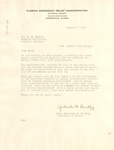 Letter from Florida Emergency Relief Administration to W. E. B. Du Bois