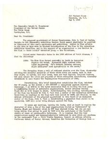 Letter from Muriel I. Symington to President Dwight D. Eisenhower