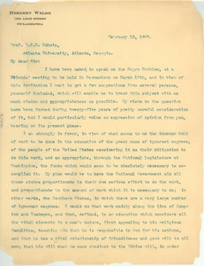 Letter from Herbert Welsh to W. E. B. Du Bois