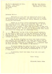 Letter from Elizabeth Laura Adams to W. E. B. Du Bois