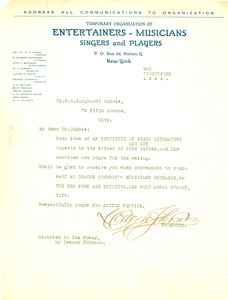 Letter from Deacon Johnson to W. E. B. Du Bois