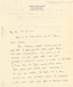 Letter from Marthe Sturm to W. E. B. Du Bois