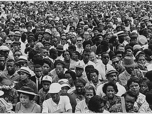 Civil Rights March on Washington, D.C. [Close-up view of a crowd at the march.], 08/28/1963