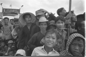 Hao Hao villagers welcoming McNamara; Long Xuyen Province.