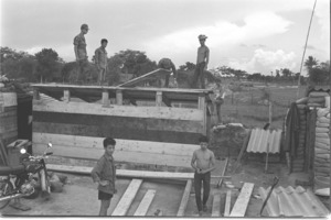Construction of bunker by Popular Forces soldiers; Gia Dinh Province.