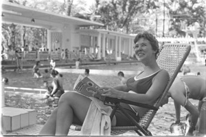 Vice Consul Eddie Smith at the Saigon Circle Sportif's swimming pool.