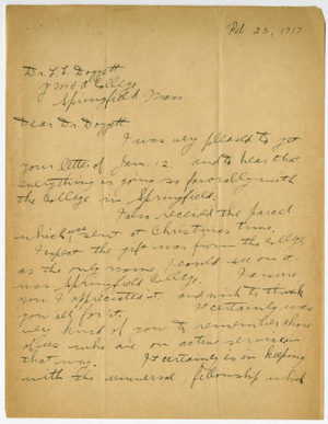 Letter from Duncan A. MacRae to Laurence L. Doggett (February 24, 1917)