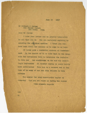 Letter from Laurence L. Doggett to Gilbert N. Jerome (June 13, 1917)
