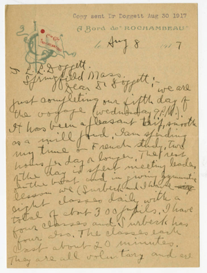 Letter from James H. McCurdy to Laurence L. Doggett (August 8, 1917)