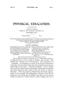 Physical Education, September, 1893