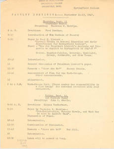 Faculty Institute Program (September 1947)