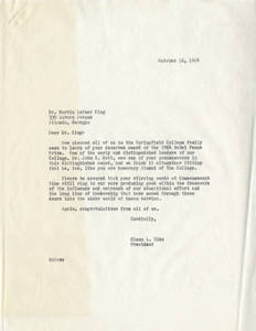 Letter from Glenn Olds to Martin Luther King, Jr. (October 16, 1964)