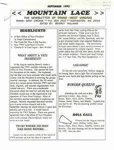 Mountain Lace: The Newsletter of Trans West Virginia (September, 1992)