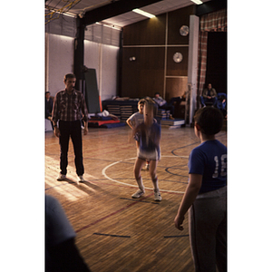 Boys playing basketball