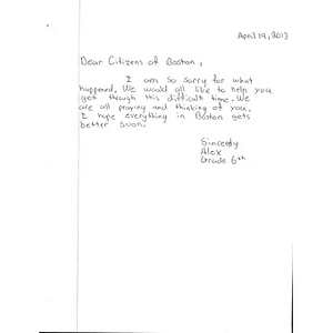 Letter from St. Lucy's School in Long Beach, California