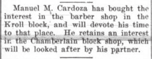 Manuel Cardoza Buys Barbershop - Hudson News-Enterprise article