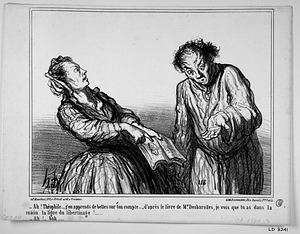 - Ah! Théophile..., j'en apprends de belles sur ton compte...., d'après le livre de Mr. Desbarolles, je vois que tu as dans la main la ligne du libertinage!..... - Ah!... bah......