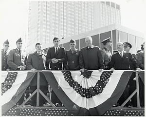 Mayor John F. Collins and Massachusetts Governor John A. Volpe with several unidentified men