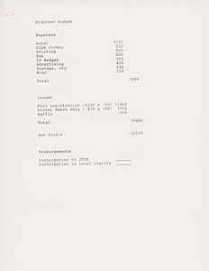 Proposed Budget for "Moonlight in Manhattan" Event, 1993