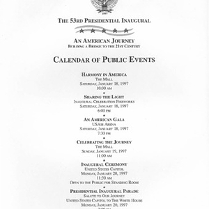 The 53rd presidential inaugural calendar of public events