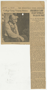 Cary Marshall, College Camp Veteran Retires (Sept. 1, 1941