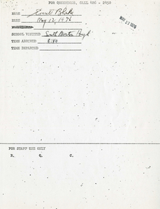 Citywide Coordinating Council daily monitoring report for South Boston High School by Everett Blake, 1976 May 12