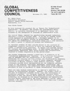 Letter to Mr. Mitch Tyson from Dr. Bruce Rubinger: Review of proposal for an "Agency for Technological Innovation"