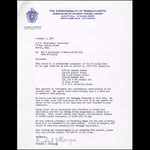 Letter to ETC Development Associates from Richard J. Howrigan.