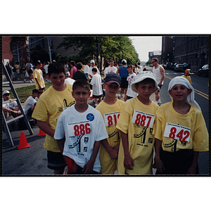 A group of boys pose for a group shot at the Battle of Bunker Hill Road Race