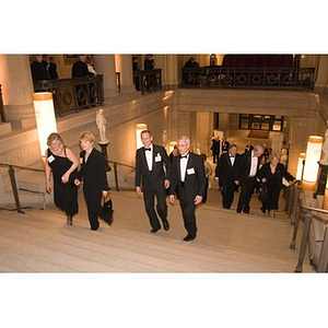 Guests walk up the stairs at the Museum of Fine Arts for President Aoun's inauguration celebration