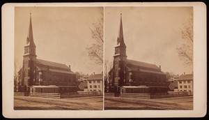 Exterior view of catholic church, Woburn, Mass.