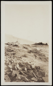 A view of the rocky levee of the Cape Cod Canal