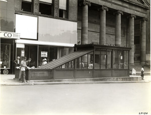 Exterior view of a Tremont Street subway entrance, Boston, Mass., ca. 1954
