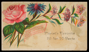 Sample card for florist's favorite, location unknown, undated