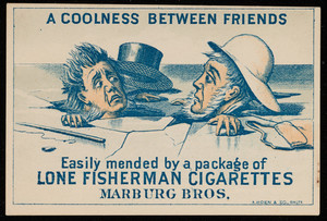Trade card for Lone Fisherman Cigarettes, Marburg Bros., Baltimore, Maryland, undated