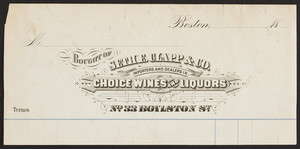 Billhead for Seth E. Clapp & Co., choice wines and liquors, No. 33 Boylston Street, Boston, Mass., ca. 1800