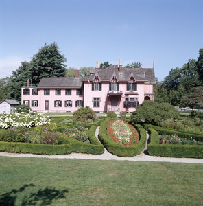 View of gardens in spring, Roseland Cottage, Woodstock, Conn.