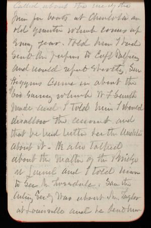 Thomas Lincoln Casey Notebook, April 1888-May 1889, 66, called about the [illegible] of the
