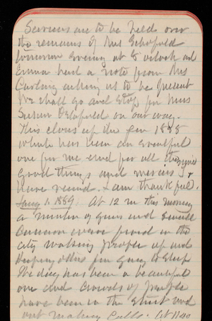 Thomas Lincoln Casey Notebook, November 1888-January 1889, 77, Services are to be held