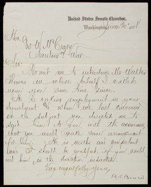 B. K. Brown to Thomas Lincoln Casey, June 20, 1878