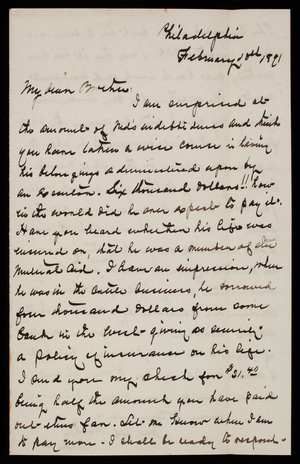 Admiral Silas Casey to Thomas Lincoln Casey, February 10, 1891